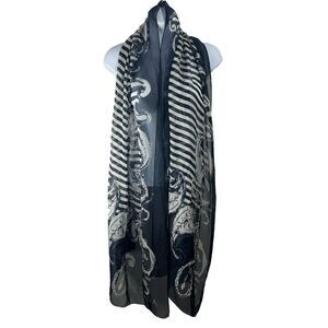 VNTG ESCADA Paisley Print Scarf Silk Sheer Nautical Preppy Made In Italy 77”x25”